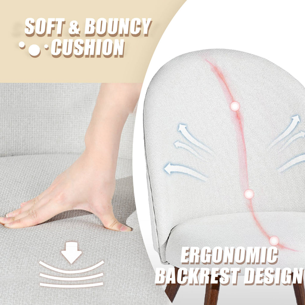 Chaises latérales rembourrées — Beige, pieds noyer