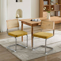 Chaises velours à dossier cannage, base chromée — Café