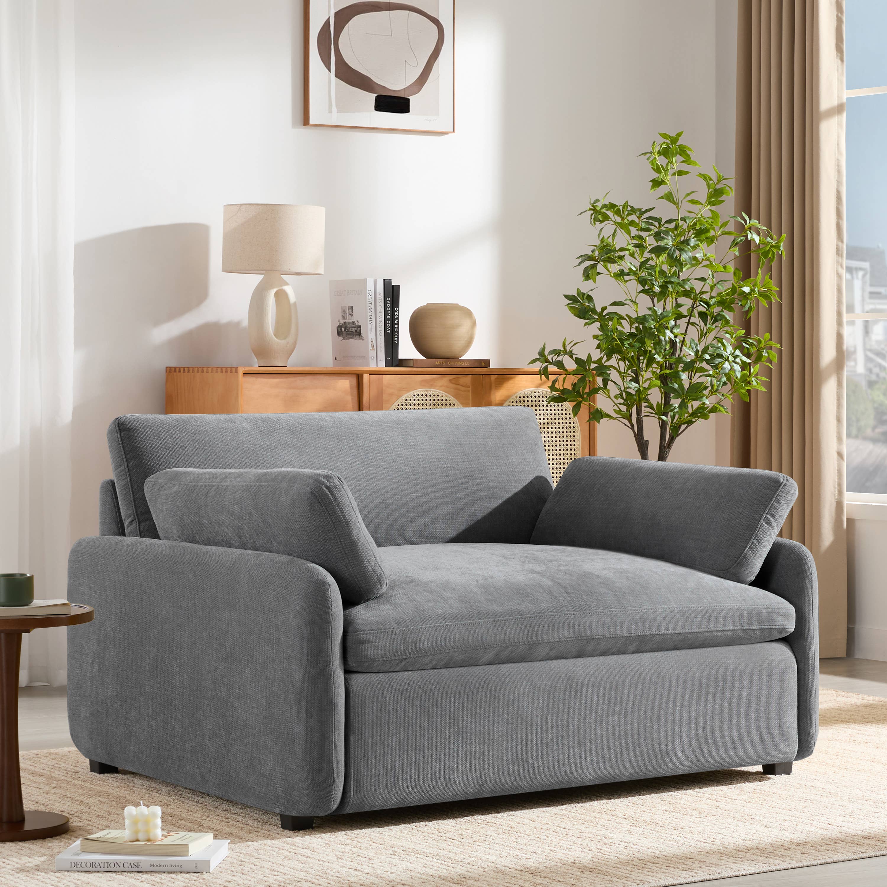 Fauteuil d'appoint grand format en chenille — Blanc