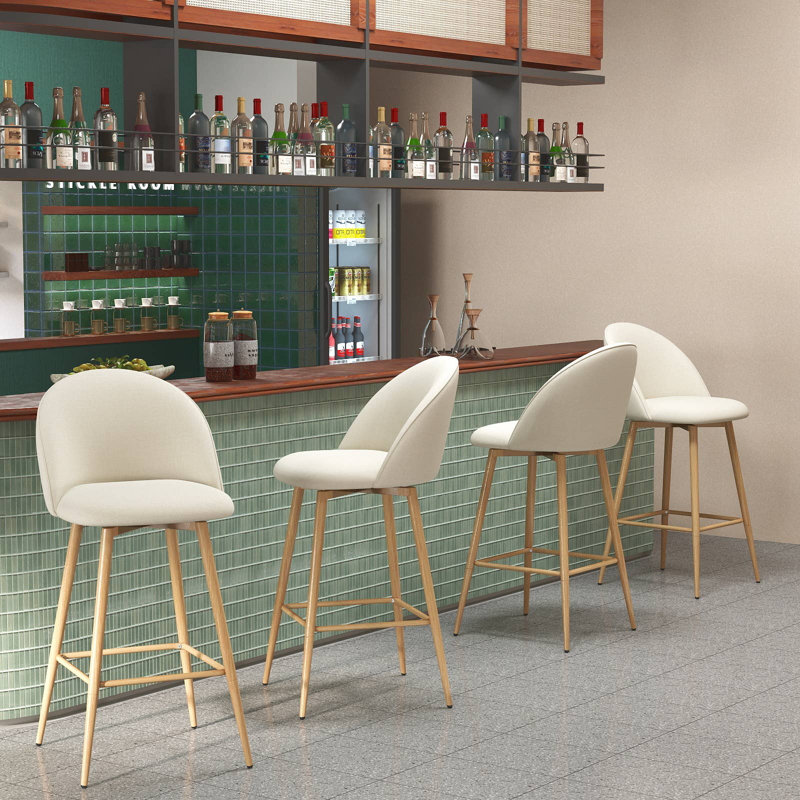 Tabouret de bar pivotant moderne 26 po — Beige (l'unité)