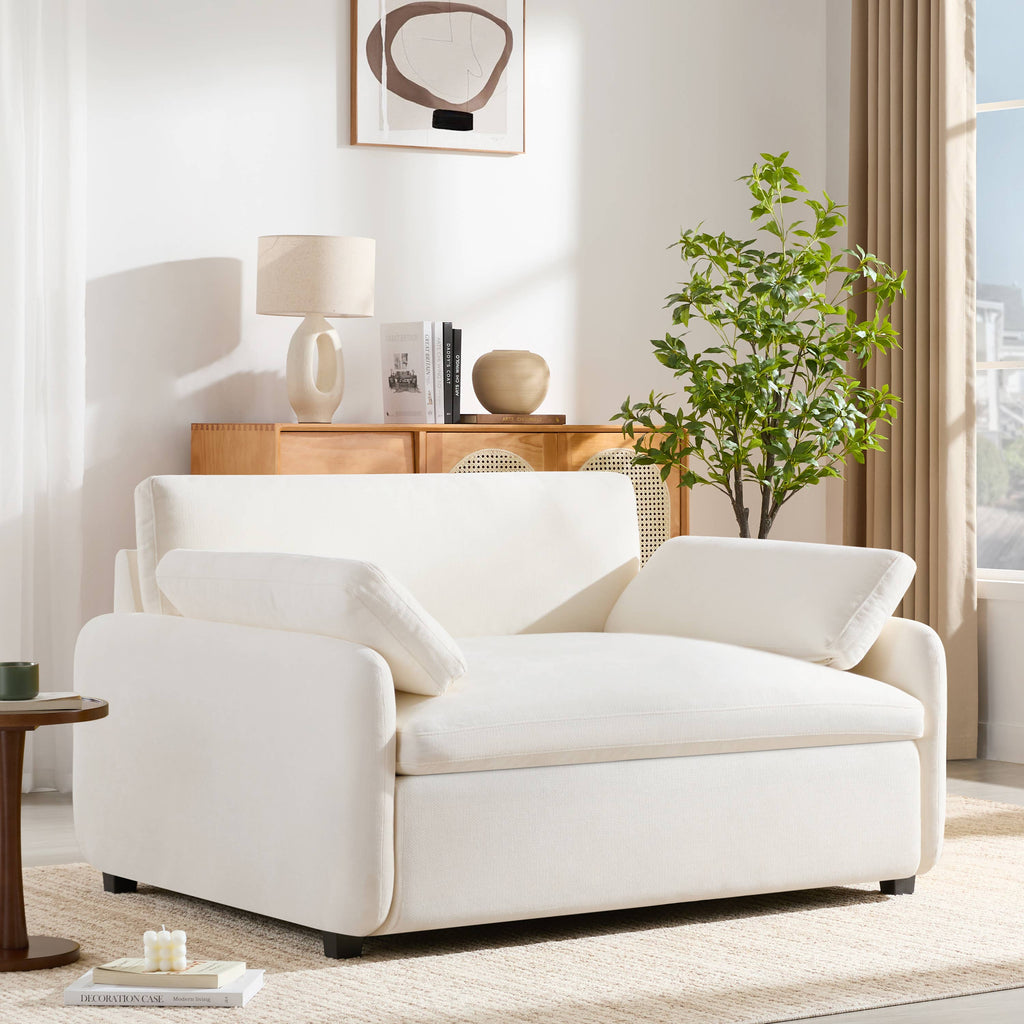 Fauteuil d'appoint grand format en chenille — Blanc