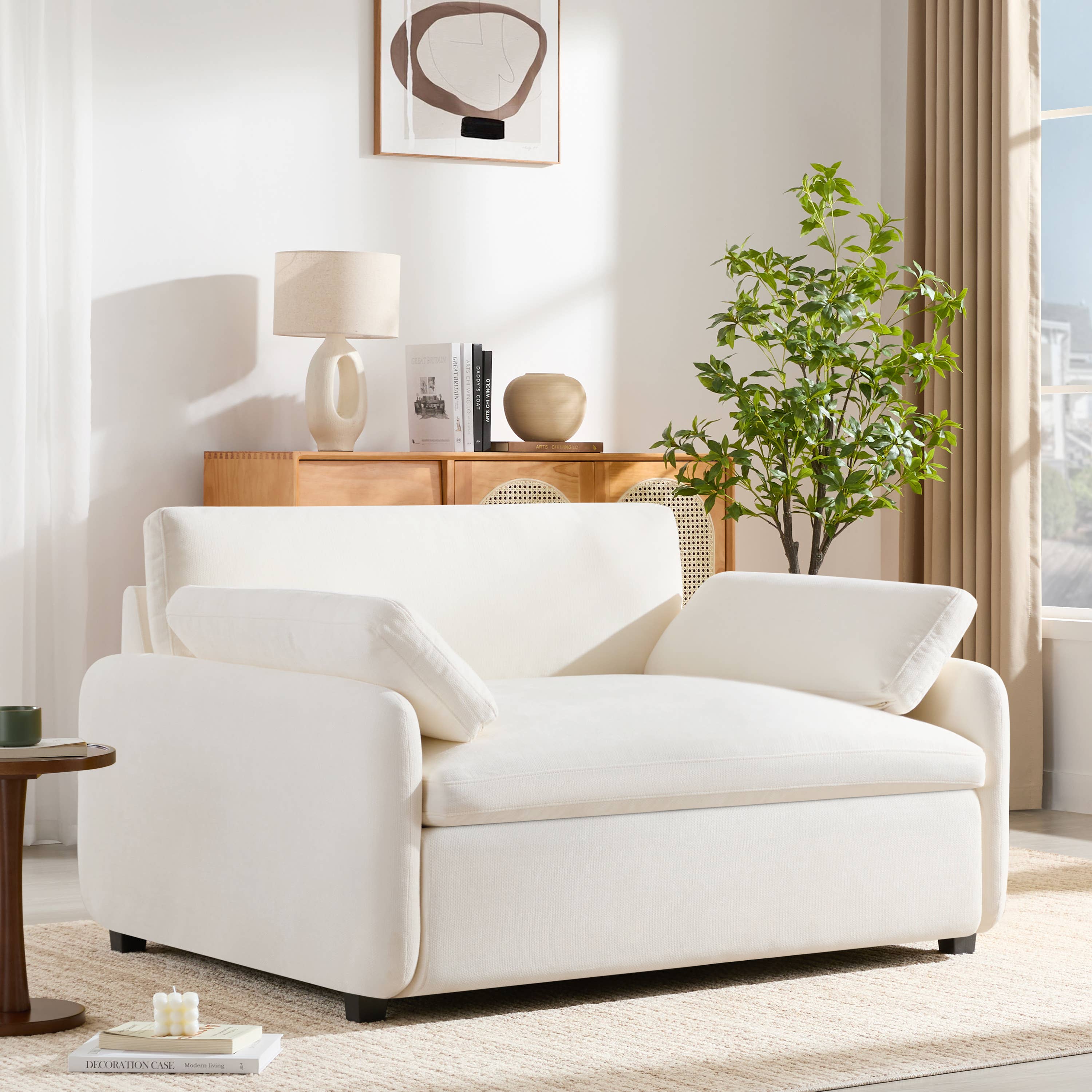 Fauteuil d'appoint grand format en chenille — Blanc