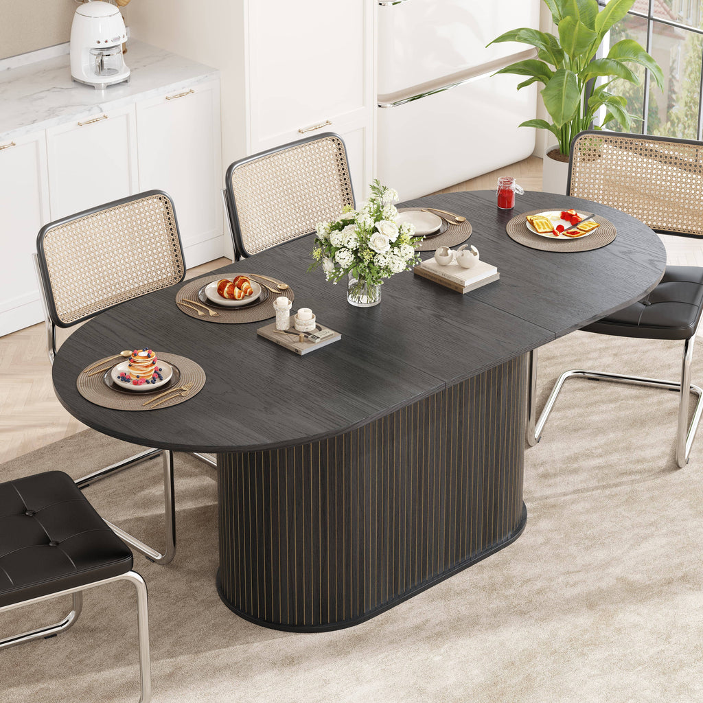 Table à manger ovale extensible 4-6 places — Noir