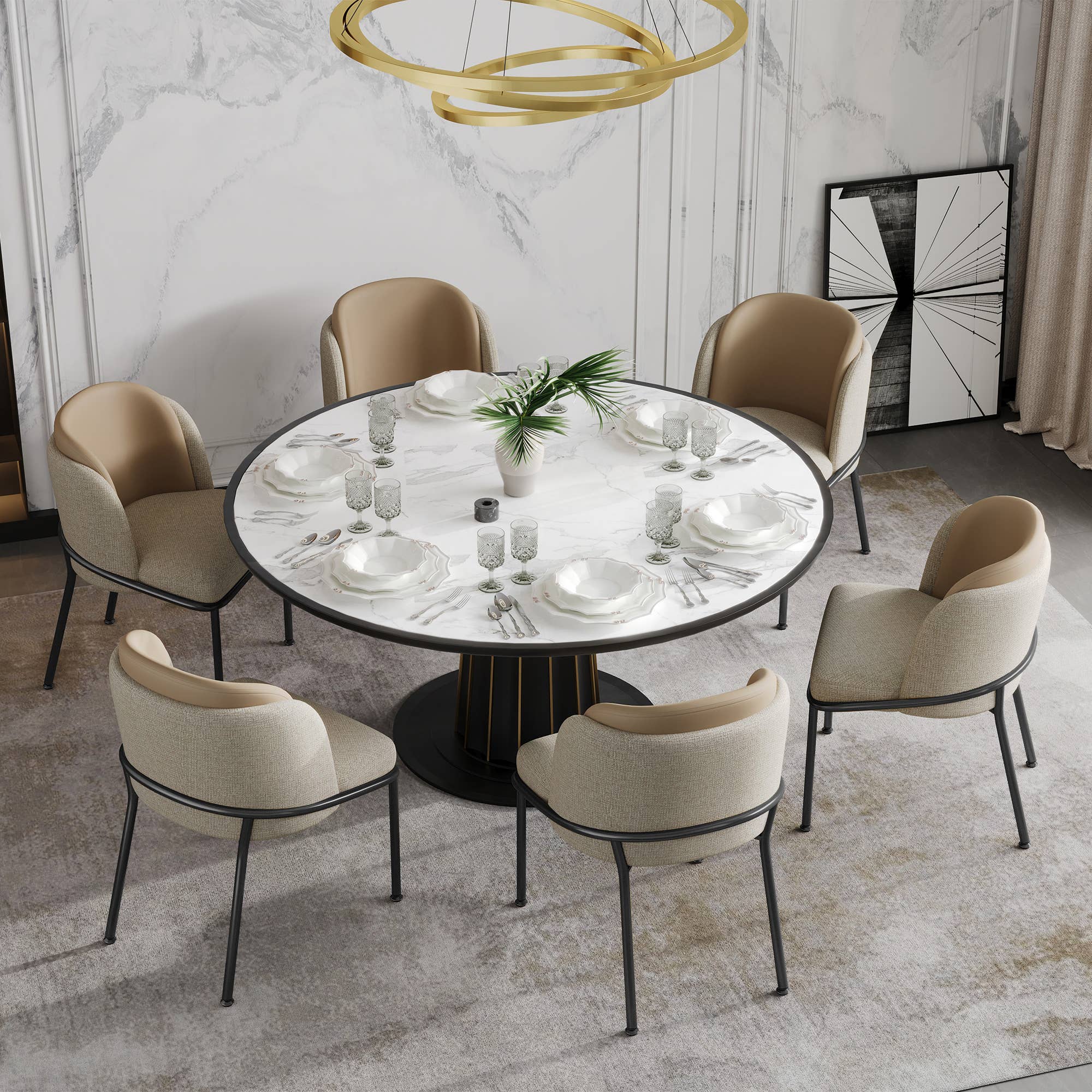 Ensemble de 6 chaises de salle à manger — Beige