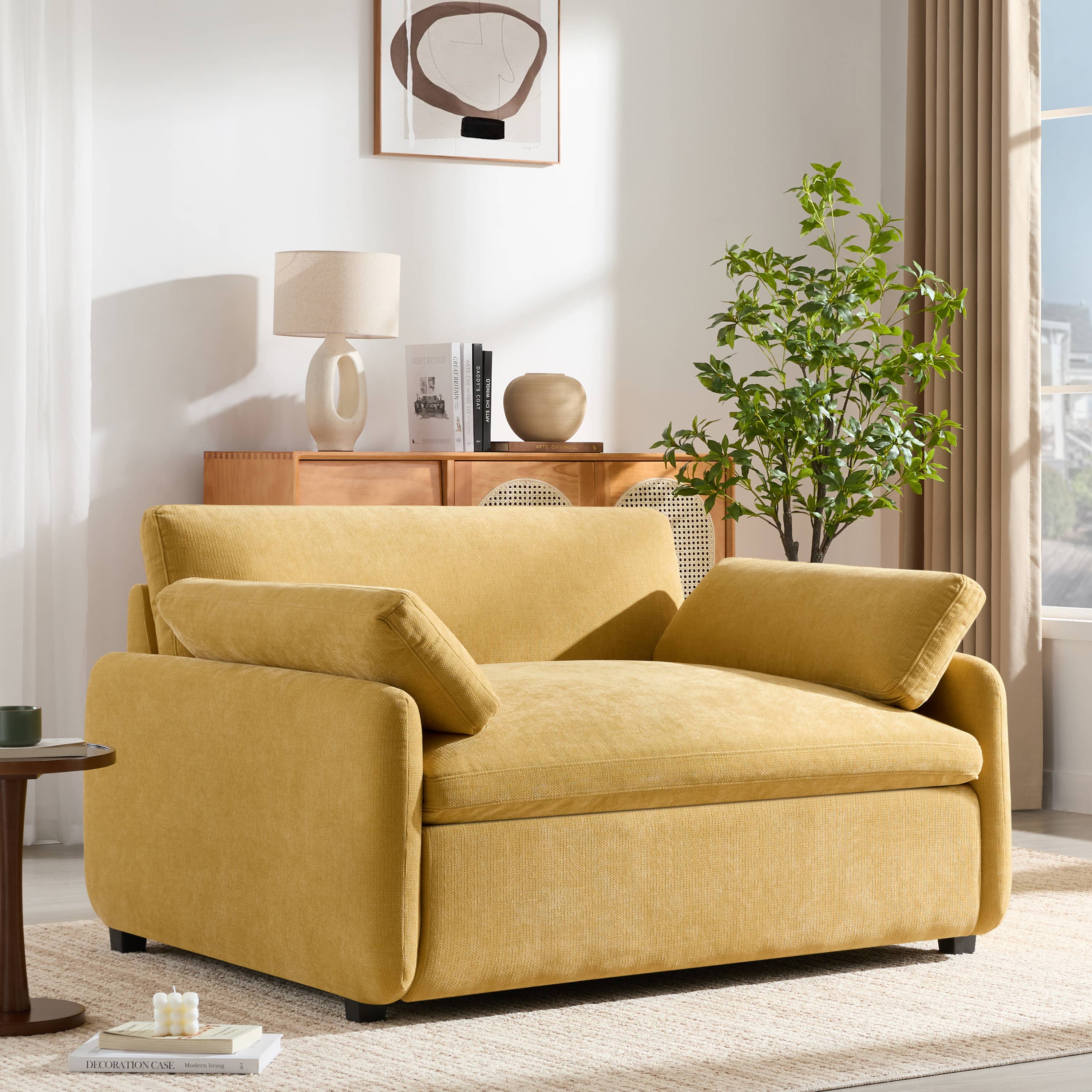 Fauteuil d'appoint grand format en chenille — Blanc