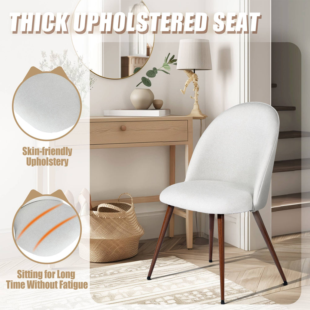 Chaises latérales rembourrées — Beige, pieds noyer