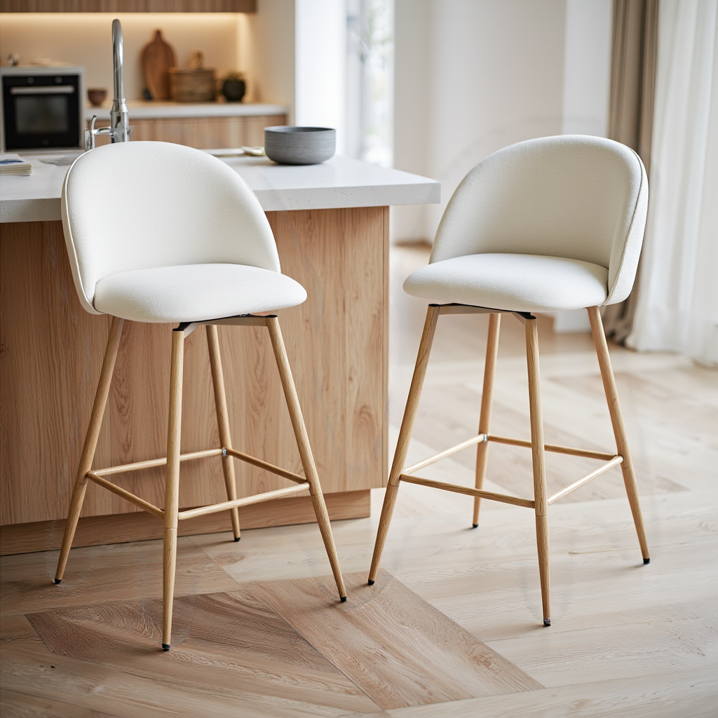 Tabouret de bar pivotant moderne 26 po — Beige (l'unité)