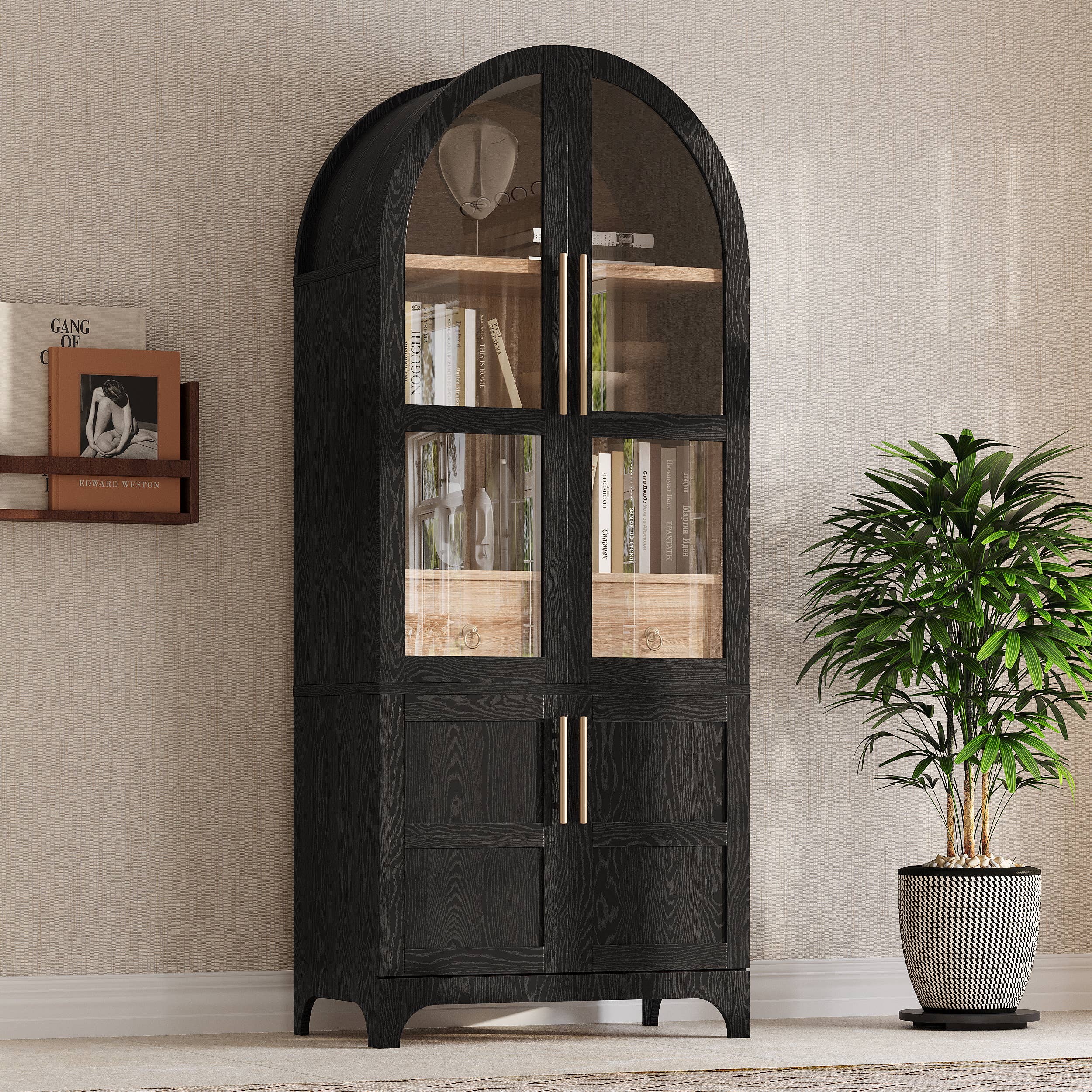 Armoire garde-manger style ferme arquée 71 po — Noir