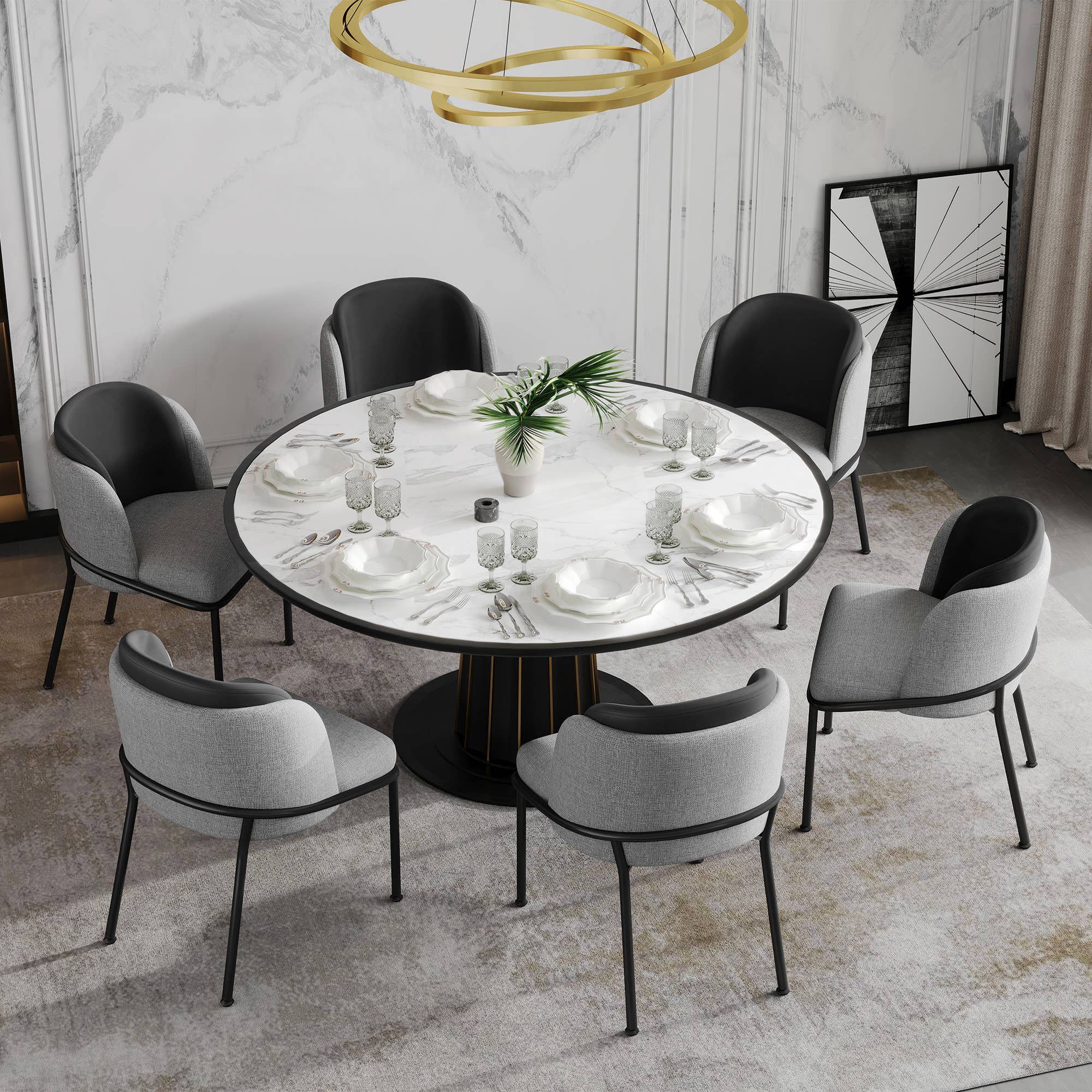 Ensemble de 6 chaises de salle à manger — Beige
