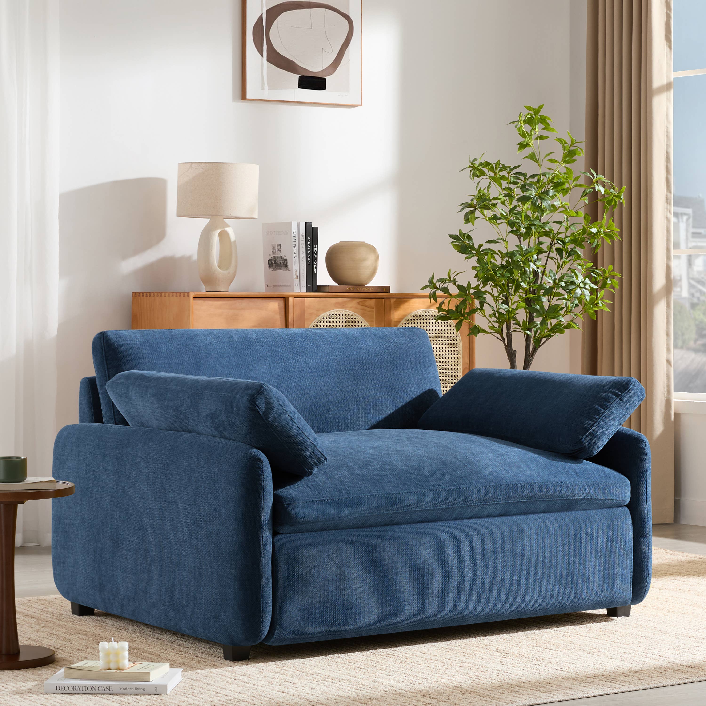 Fauteuil d'appoint grand format en chenille — Blanc