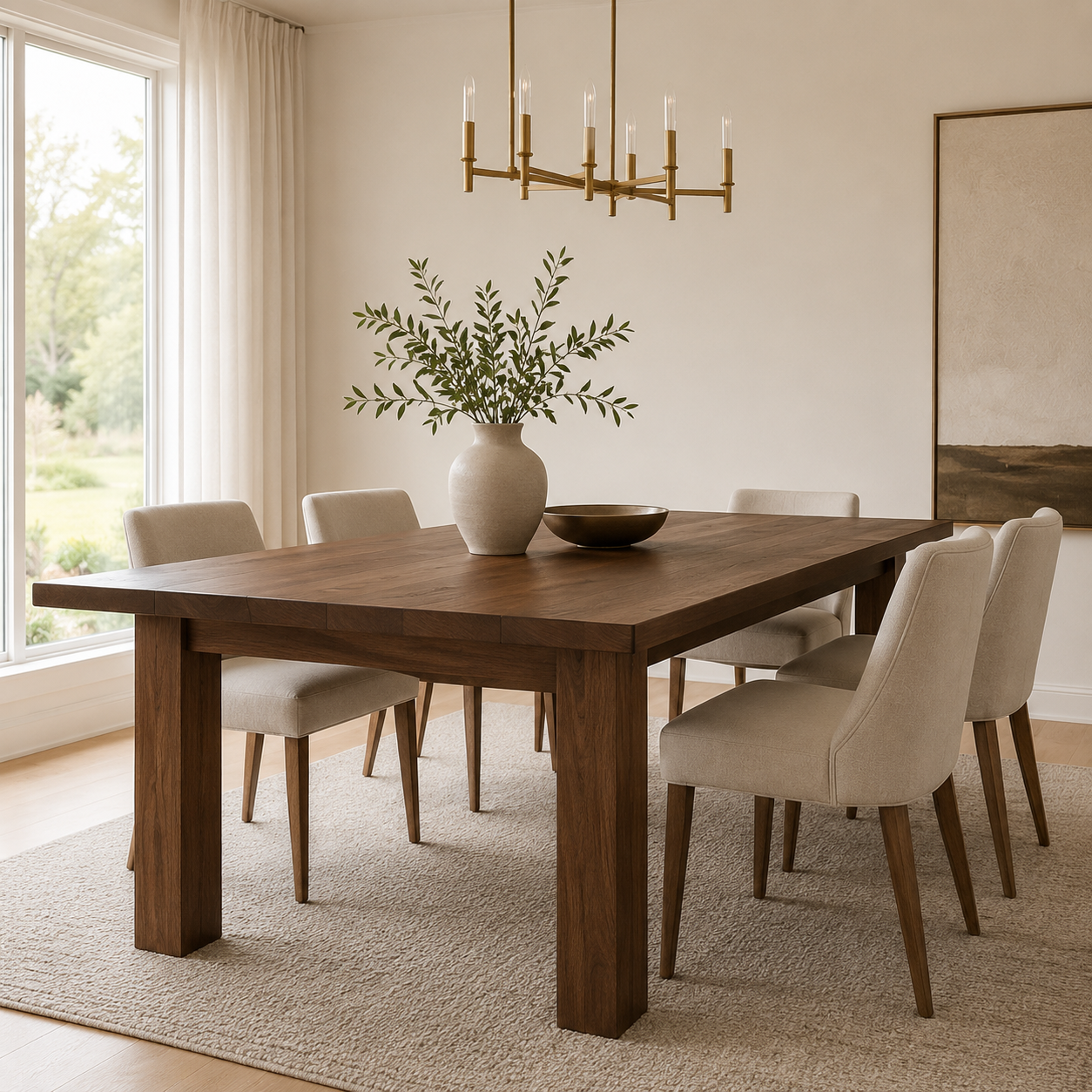 Table à manger en bois massif — extensible