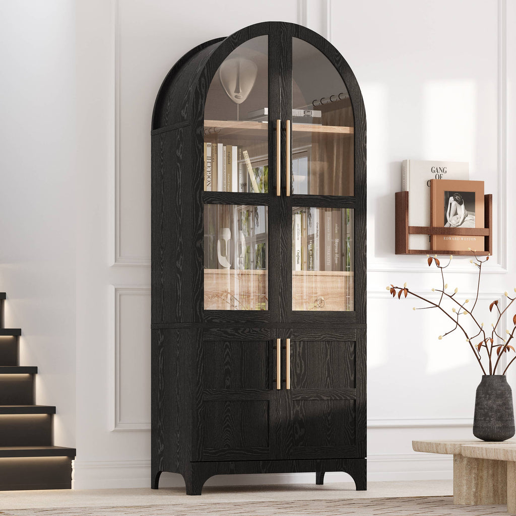 Armoire garde-manger style ferme arquée 71 po — Noir