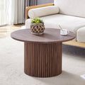 Table basse ronde 27,5 po, colonne romaine — Noyer