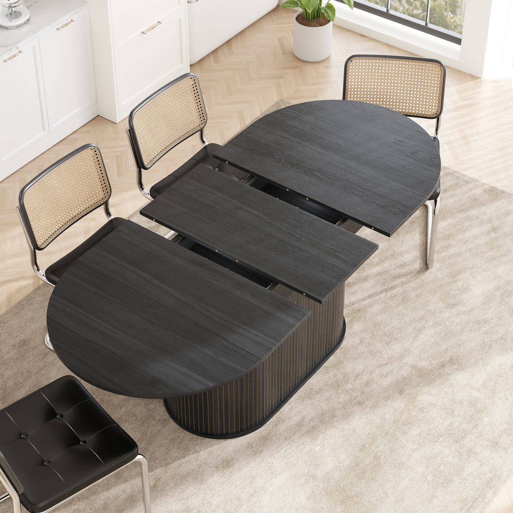 Table à manger ovale extensible 4-6 places — Noir