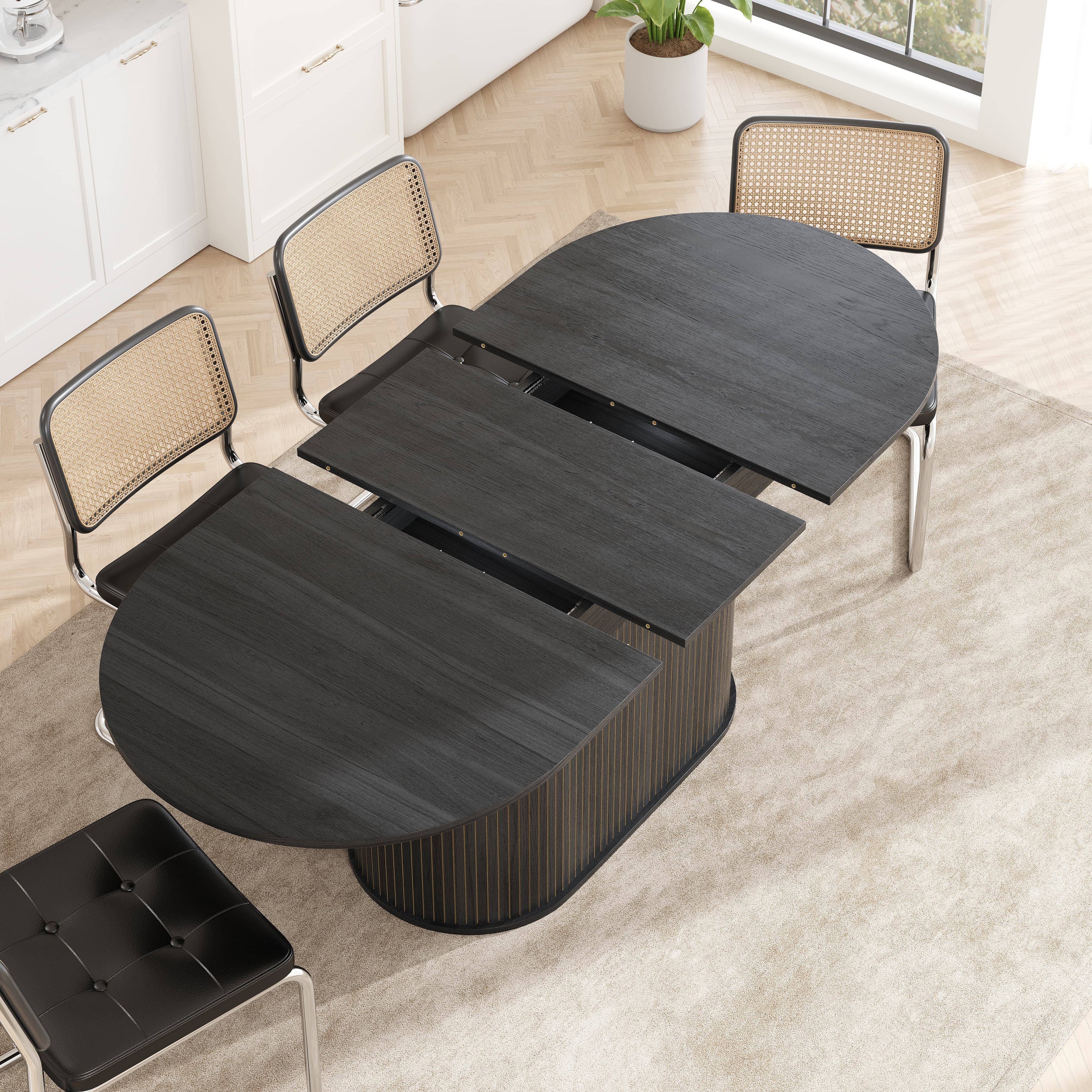 Table à manger ovale extensible 4-6 places — Noir