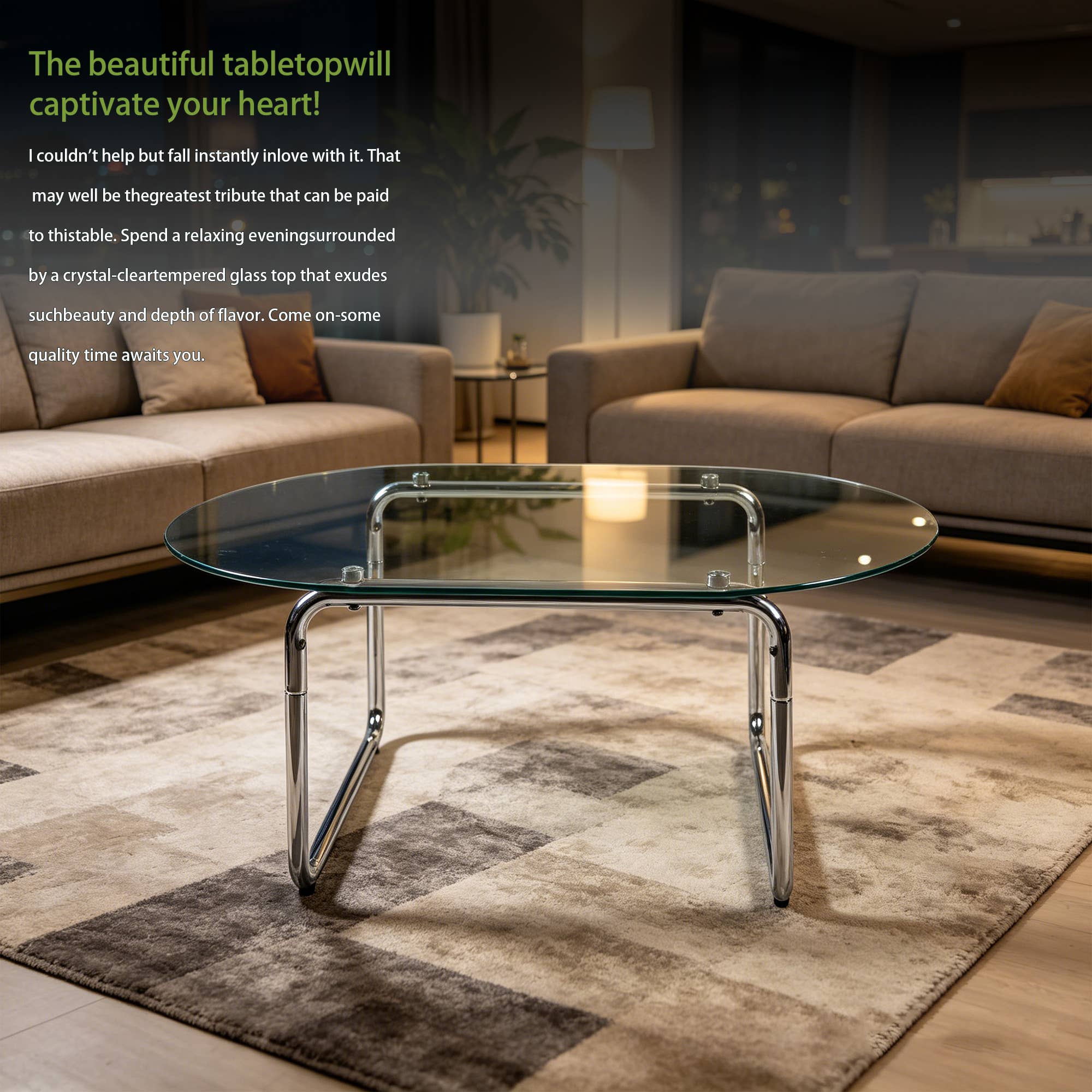 Table basse en verre trempé incurvé — Gris