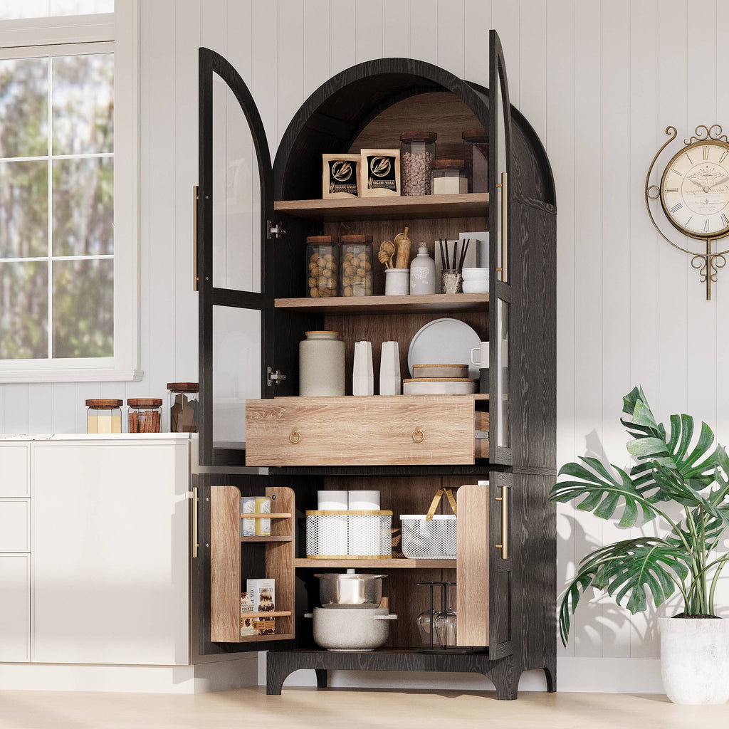Armoire garde-manger style ferme arquée 71 po — Noir
